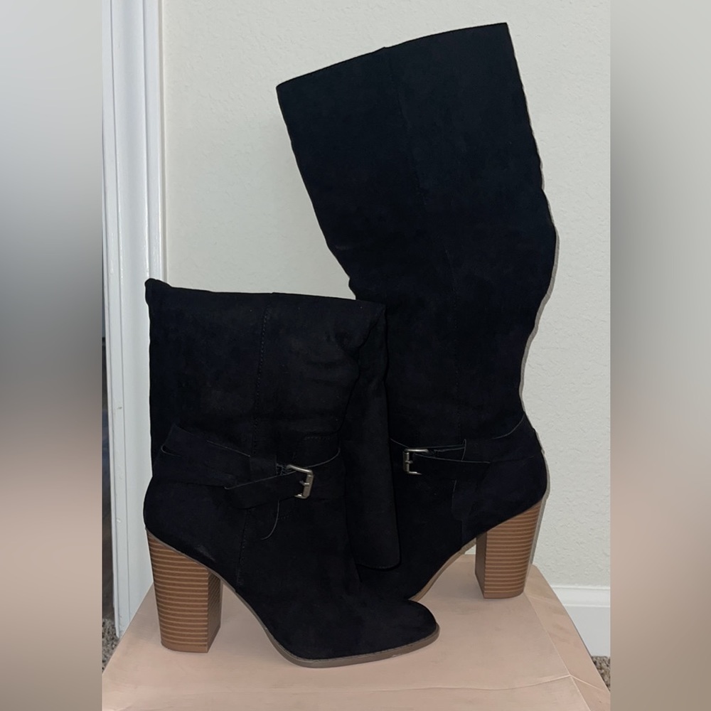JustFab Black Heeled Boots